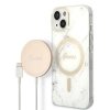 Zestaw Guess GUBPP14SHMEACSH Case+ Charger iPhone 14 / 15 / 13 6,1 biały/white hard case Marble MagSafe